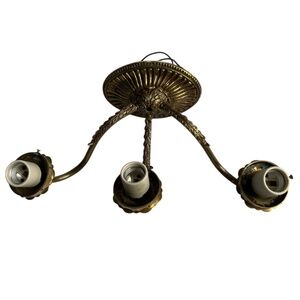 Vintage Brass Wall Sconce Three Arms 3 Ceramic Light Holders Old Wiring